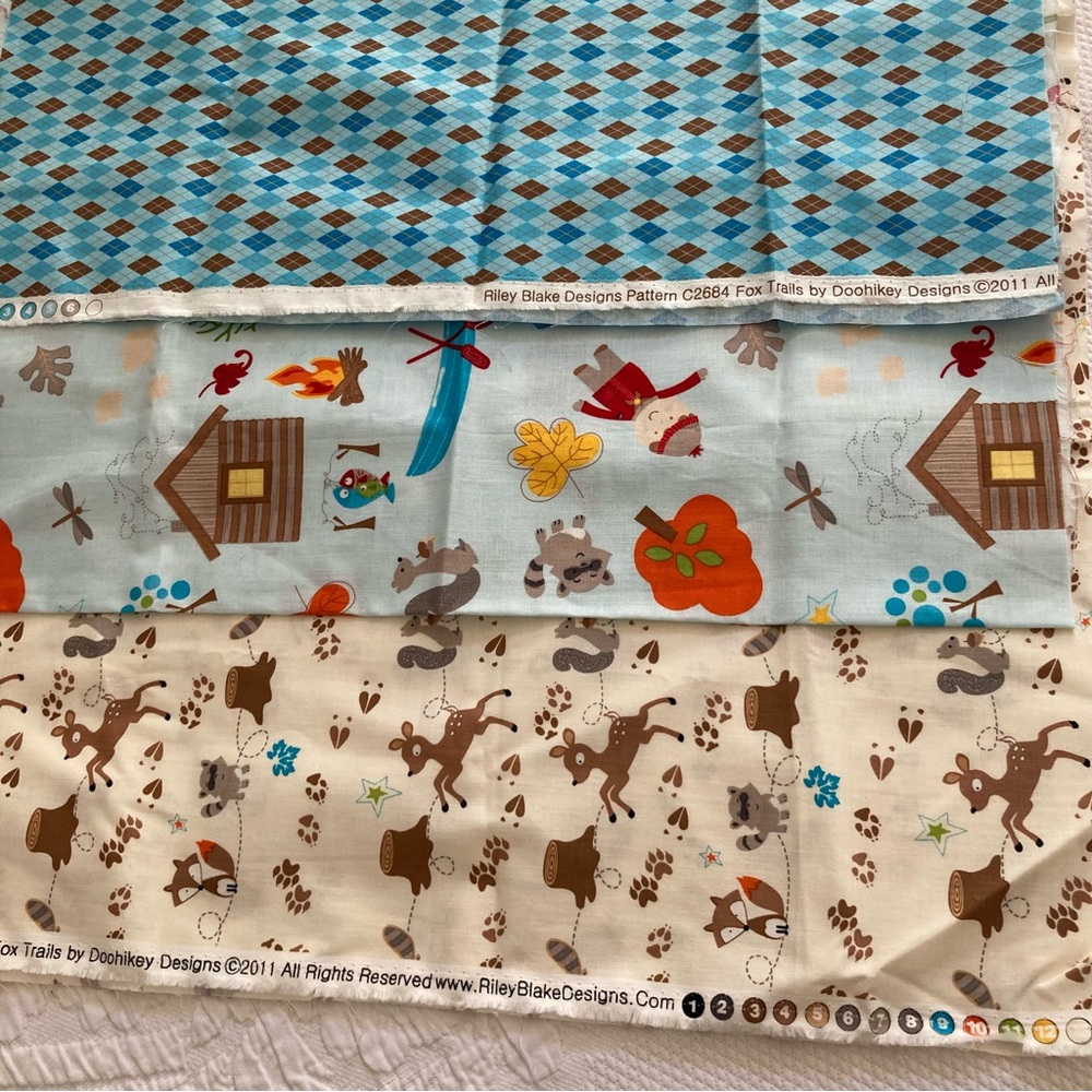 Fabric bundle lot of 3 Riley Blake Fox Trails 2011 cotton remnants quilting
